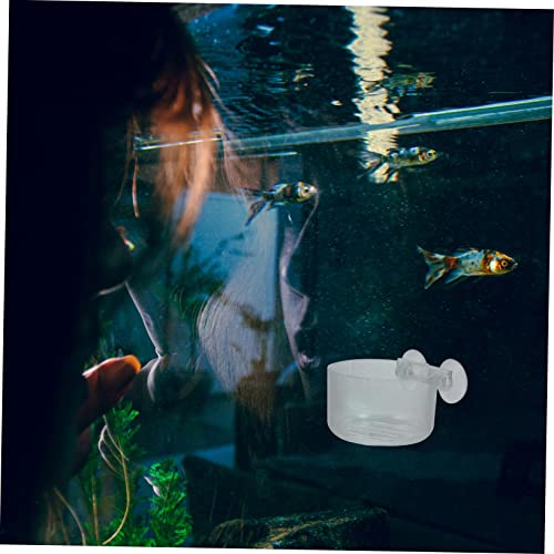 4pcs Acrylic Fish Feeding Cup Set Shrimp Feeder Suction Base for Aquatic Feeding in Aquariums and Fish Tanks