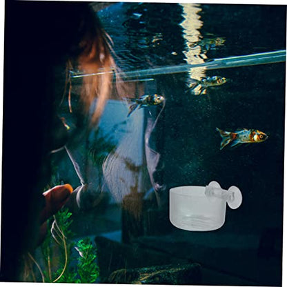 4pcs Acrylic Fish Feeding Cup Set Shrimp Feeder Suction Base for Aquatic Feeding in Aquariums and Fish Tanks