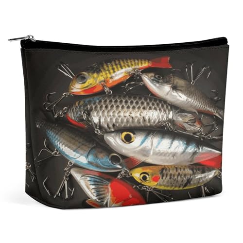 Fishing Bait Makeup Bag for Women, Toiletry Bag Portable PU, Cosmetic Bag Travel Essentials Toiletries Accessories