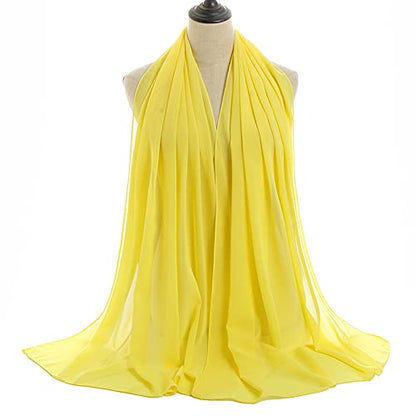 YOUR SMILE for Women Lightweight Breathable Solid Color Soft Chiffon Long Fashion Scarves Sun-proof Shawls Wrap - color: Yellow
