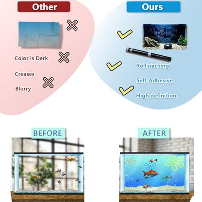 Aquarium Background Stickers - Japan Cherry Blossoms Peak Self-Adhesive Fish Tank Reptile Terrarium Decor Poster (120 x 60 cm / (47.2 x 23.6 inches)) - size: 120 x 60 cm / (47.2 x 23.6 inches)