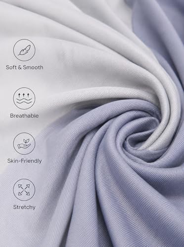 Premium Stretch Cotton Gradient Scarf for Women, Soft Jersey Wrap Shawl, Lightweight Ombre Hijab for Everyday Wear - color: Mctlo2537-lightblue