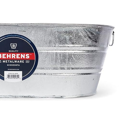 Behrens 16 Gallon Round Galvanized Weatherproof Steel Tub with Wire Handle and Offset Bottom for Indoor Home and Outdoor Garden Use, Silver - size: 16-Gallon