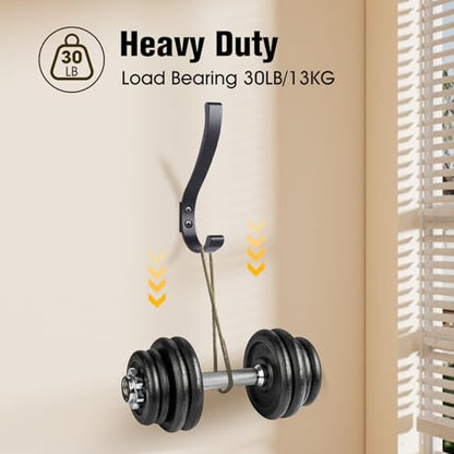 4 Pack Wall Hooks, 5.6 in Large Heavy Duty Black Coat Hooks Wall Mount Metal Towel Hooks Holder Coat Hanger Double Hooks with Screws Robe Hook for Hanging Clothes, Towel, Backpack, Bag, Hat