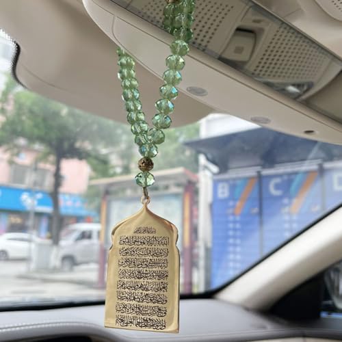 Islam Allah Muslim AYATUL KURSI Stainless Steel 33 Blue Beads tasbih car Hanging Car Pendant