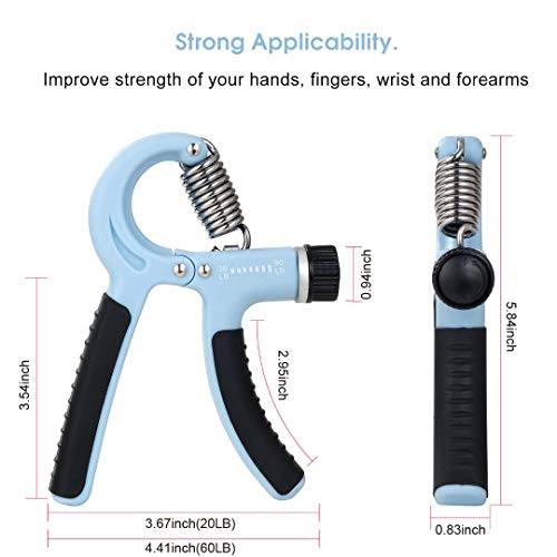Grip Strength Trainer-2 Pack Hand Grip Strengthener Adjustable Resistance Range 20-90 lbs Non-Slip Hand Grip, Hand Gripper Exerciser, Wrist Strengthener for Forearm Grip Workout - color: blue