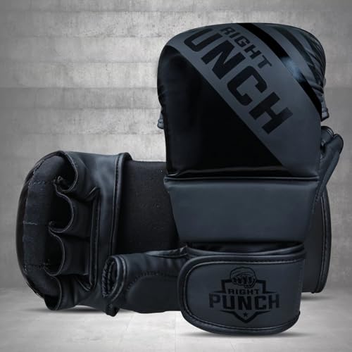 Hybrid MMA Sparring Gloves for Grappling, Kickboxing, and Open Palm Martial Arts - color: Black, size: Small