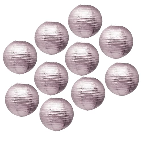 Mudra Crafts Rose Gold Paper Lanterns Wedding Party Decorations - 12 In 10 Round Hanging Ceiling Lanterns, 10 Pack, Decorative Lamp Shades - color: Rose Gold, size: 12 Inches