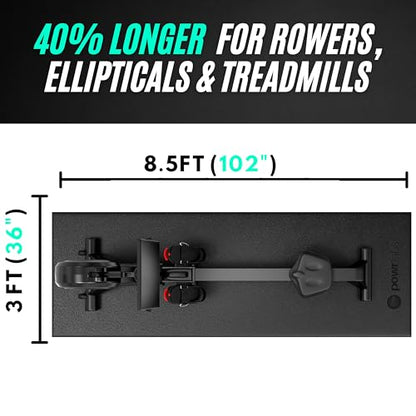 Rowing Machine Mat for Hydrow, Concept 2, Peloton Rower,Treadmill | Extra-thick PVC, Sweat and waterproof, Non-slip surface, 12-month warranty, USA-based support