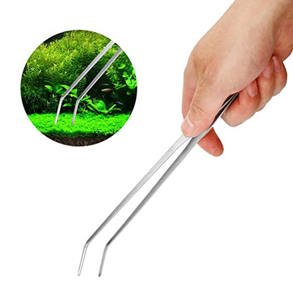 Luocute Aquarium Tools Kit, 6 in 1 Stainless Steel Scissor Tweezer Spatula Set with Storage Bag for Fish Aquarium Plant Care, Tweezers Scissors Spatula Scrapers Tool Set
