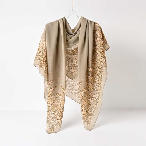 K-Elewon Large Square Scarf 51" Headscarf Chiffon Fashion Scarves Turbans Hair Wrapping Scarfs - color: B-beigi Grey
