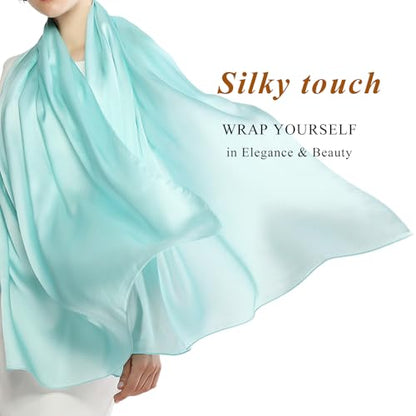 RIIQIICHY Women Shawls and Wraps for Evening Dresses Like Chiffon Silk Scarf Formal Silky Pashmina Shawls for Weddings - color: Turquoise