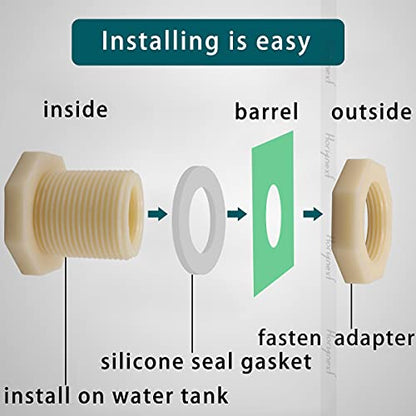 NPT1/2 ABS Bulkhead Fitting, Pipe Connector for rain Barrel Garden Hose Adapter Spigot kit Water Tank Gallon Drain Bucket (pack of 4 pcs) - size: NPT1/2 female thread (3/4 inch I.D.）ABS