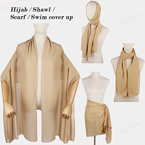 Ladiery Chiffon Shawl Wraps for Women Evening Dresses, Elegant Soft Sheer Shawls for formal dressy Bride Wedding - color: Champagne(1)