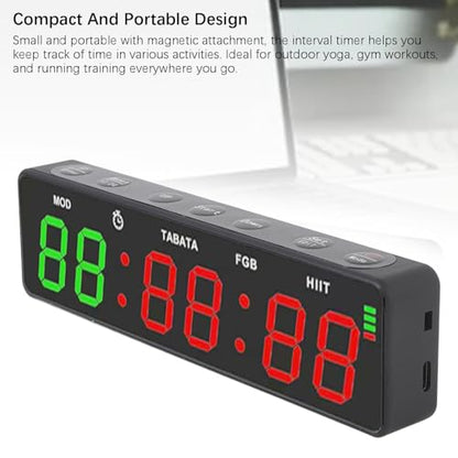 Fitness Timer, Magnetic Rechargeable Digital Interval Timer Watch with Stopwatch Countdown Count-Up Modes for Home Training, Boxing, Yoga, Running Training