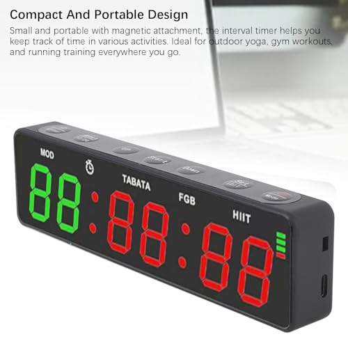 LICAEVEY Gym Timer Clock, Magnetic Rechargeable Interval Timer with Stopwatch, Portable Workout for Home Gym, Boxing, Fitness Training
