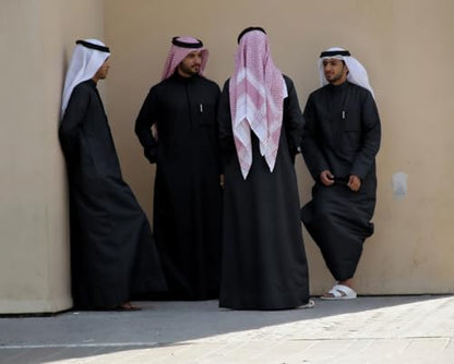HOMELEX Men's Muslim Clothes Thobe Middle East Kaftan Saudi Arab Caftans Islamic Abaya Dress Dubai Robes - color: Black-2, size: Medium