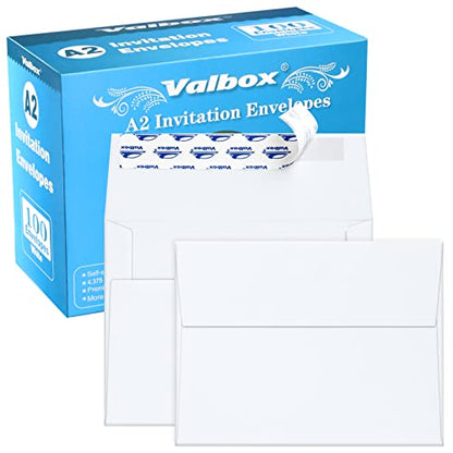 ValBox A2 Invitation Envelopes 100 Qty 4.375x5.75" White Envelopes Self Seal for Invitations, Photos, Wedding, Announcements, Thank you Notes, RSVP, Greeting Cards | 4-3/8 x 5-3/4 Inches(A2) - color: White, size: A2 (4.375 x 5.75 Inches)