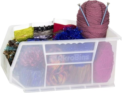 Akro-Mils 30240 AkroBins Plastic Storage Bins, 15"x8"x7", Clear, 12-Pack | Space-Saving Stackable Bins for Garage, Pantry, Craft Organization - color: Clear