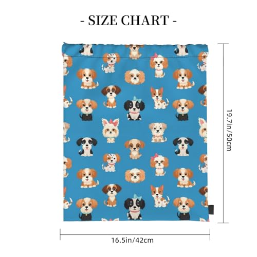Drawstring String Bag Cute Puppy Dog, W ater Resistant Polyester Sackpack for Travel and Party Favor - color: Pattern (365)