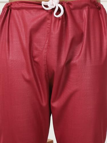 Maple Clothing Punjabi Kurta Pajama Set Pathani Mens Cotton Indian Clothes Bollywood Outfit - color: Maroon, size: Medium