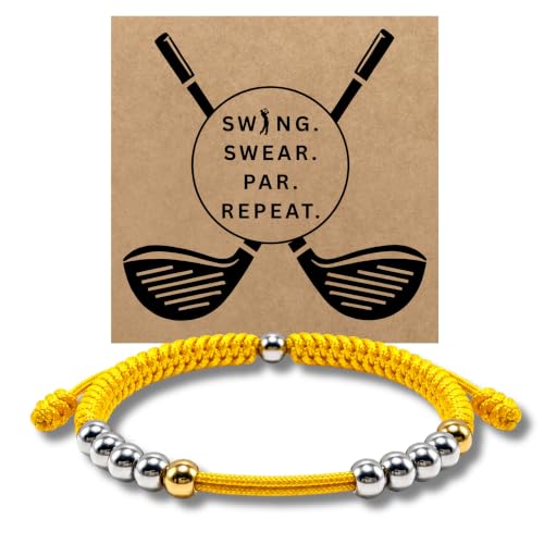 Golf Counter Bracelet, 10 Bead Handmade Score Counter, Adjustable Stainless Steel Beads, Easy Stroke Counting Accessory for Men and Women - color: Gold
