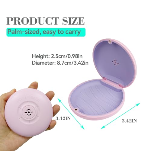 2 Pack Retainer Case with Vent Hole, Compatible with Invisalign | Portable Slim Travel Aligner Case,Secure Magnetic Closure-Food Grade Silicone Pad(2 Pack Pink) - color: 2 Pack Pink