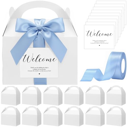 Maitys 50 Set Welcome Boxes for Wedding Guests 9x6x6 Gable Boxes Light Blue - color: Light Blue