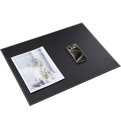 Desk Pad & Mat 24" x 18" Protector Large Mouse Pad PU Leather for Desktops and Laptops (Black) - color: Black-a110