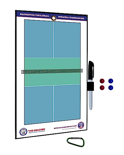 Premium Dry Erase Magnetic Badminton or Pickleball Coaching Coach Board Clipboard - Made in The USA - Double-Sided - Training Aids Equipment Gear - style: 4 Ceramic Player Magnets