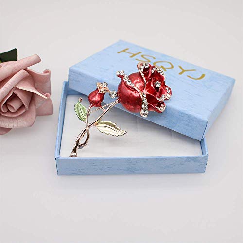 Crystal Pearl Flower Brooches Pins Fashion Beautiful Created Rhinestone Floral Brooch Good Idea for Party Dance Wedding Banquet for Elegant Women Girl - color: Red rose flower brooch