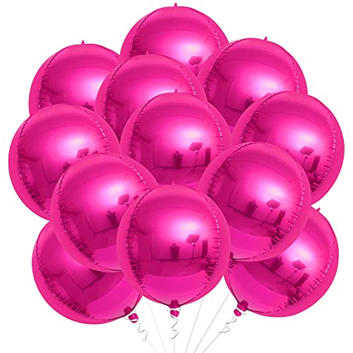 KatchOn, Large, Hot Pink Balloons - 22 Inch, Pack 12 | Pink Foil Balloons, Hot Pink Balloon for Wedding Engagement Bridal Bachelorette Tropical Party Decorations | Gender Reveal Decor | Pink Birthday - color: Hot Pink