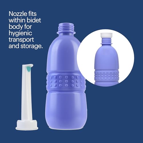 Brondell GoSpa Travel Bidet GS-70 – Portable Peri Bottle for Postpartum & Perineal Care, 400ml Handheld Bidet with Angled Nozzle, Collapsible Design, Nozzle Storage & Travel Bag, Amaranthine - color: Amaranthine