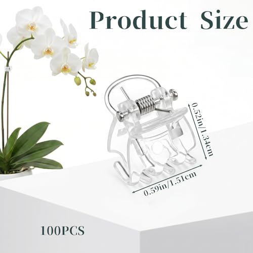 100Pcs Plant Clips Orchid Clips, Clear Plant Clip | Plants Orchid Support Clip Plants Pins for Orchids Support Flower Vine Climbing Vine Stem Supports