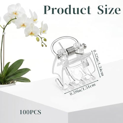100Pcs Plant Clips Orchid Clips, Clear Plant Clip | Plants Orchid Support Clip Plants Pins for Orchids Support Flower Vine Climbing Vine Stem Supports