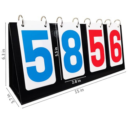 Scoreboard, 4 Digits Portable Score Keeper Counter Flipper for Football Basketball Tennis
