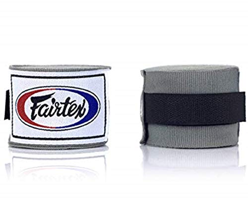 Fairtex HW2 Elastic Cotton Handwraps, 120' and 180" Full Length Hand Wraps-Many Colors - color: Gray, size: 120"