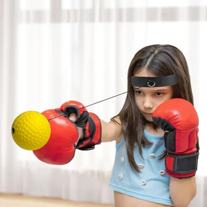 Boxing Ball with Headband, Boxing Reflex Ball Headband Set | React Reflex Ball for Adult Training | Indoor Outdoor Fitness Equipment - color: Yellow
