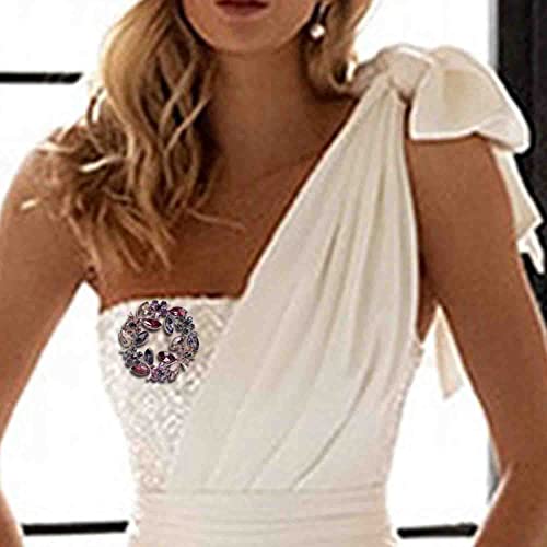 Crystal Pearl Flower Brooches Pins Fashion Beautiful Created Rhinestone Floral Brooch Good Idea for Party Dance Wedding Banquet for Elegant Women Girl - color: Olive Branch Wreath