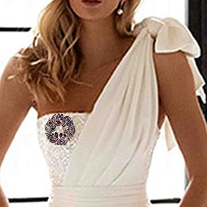 Crystal Pearl Flower Brooches Pins Fashion Beautiful Created Rhinestone Floral Brooch Good Idea for Party Dance Wedding Banquet for Elegant Women Girl - color: Olive Branch Wreath