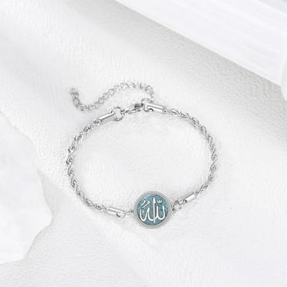 Allah Bracelet S925 Sterling Silver Religious Muslim Bracelet Charm Islamic Jewelry Gifts for Men Women