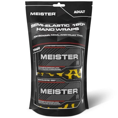 Meister Adult 180" Semi-Elastic Hand Wraps for MMA & Boxing (Pair) - color: Leopard Spots