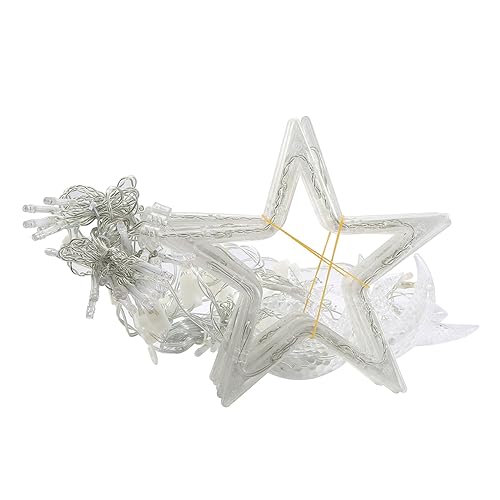 LED Moon Star Curtain String Lights, 138 LED USB Powered Fairy Hanging Lights with 8 Lighting Modes 6-Hour Timer Waterproof for Bedroom Wall Window Christmas Decoration (Star) - style: Star