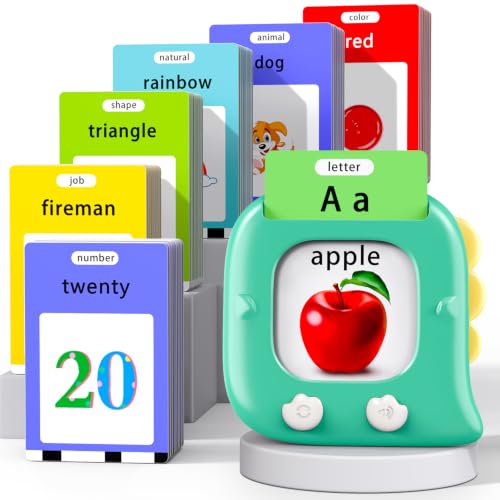 Kidzdo Talking Flashcards for 3 4 5 6 Years Old, 520 Words Language Learning Toys, Birthday Gifts for Boys and Girls, Green - color: Green, size: 520 Words(abc, numbers 0-20)