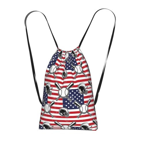 Spacious Drawstring Backpack Storage Bag Vintage Baseball American Flag, Lightweight Portable Foldable, Versatile for Travel Shopping Laundry Camping - color: Color (42)