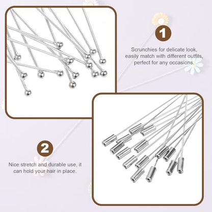 Qianyu 20 Pcs Brooch Pin Stick for Jewelry Making Silver Boutonniere Brooch Long Needle Lapel Hat Pins Round Ball Metal Safety Stick Pins Accessories for DIY Costume Suit Tie Scarf Badge Craft