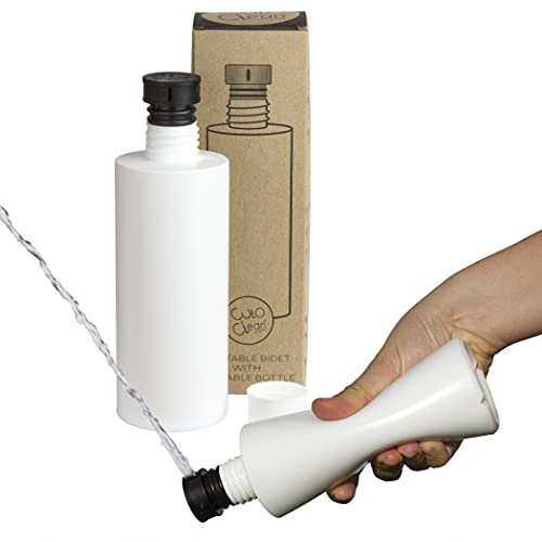 CuloClean Portable Bidet for Toilet or Travel (Black). Peri Bottle for Men and Women. Handheld Spray. Bath Essentials (CuloClean + Bottle, 1pcs Black) - color: Black