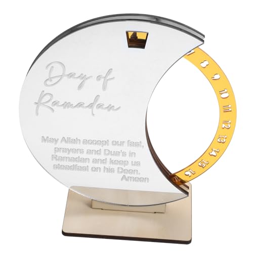 Wooden Ramadan Countdown Calendar Elegant Rotating Tabletop Decoration for Eid Celebrations for Home Office and School Decor