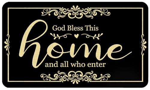 Christian Door Mat, God Bless This Home and All Who Enter Doormat Outdoor Indoor Entrance, Christian Blessing Welcome Mats for Front Door, 17x30 Inch - color: God Bless