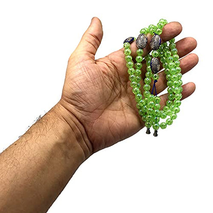 -8MM -99 Beads Necklace DHIKR TASBIH Collection- Imitation Acrylic Muslim Beads-Tesbih-Tasbih-Tasbeeh-Misbaha-Masbaha-Subha-Sebha (Shiny Light Green) - color: Shiny Light Green